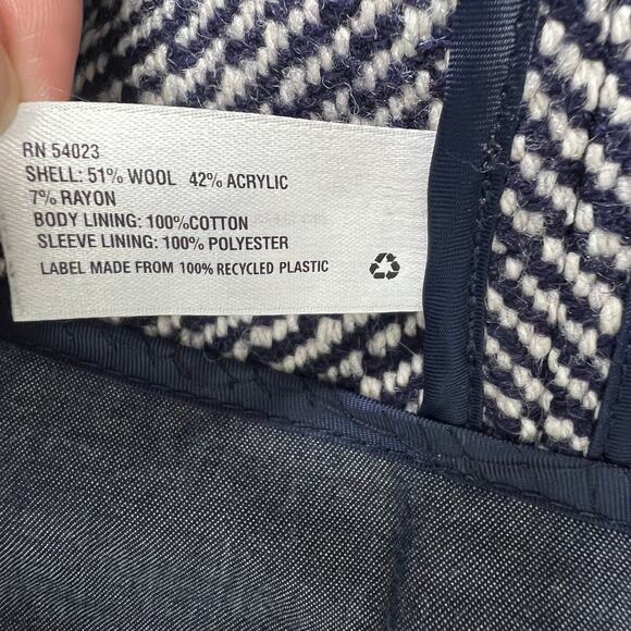 Gap Crop Moto Heavy Wool Twill Women's Jacket Navy & White Size XL - Picture 9 of 13